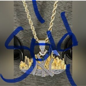 14k Gold Fill Rope Chain with New York NY Skyline Pendant